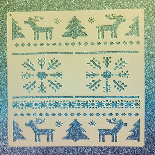 Tree & Snow Stripes Stencil