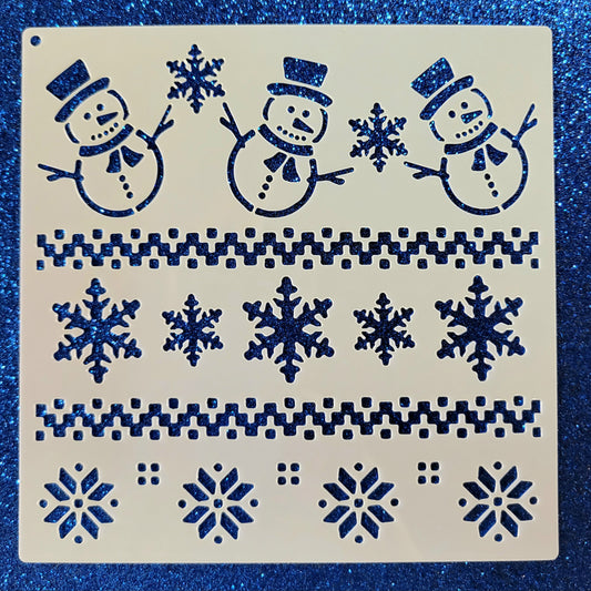 Snowmen & Snow Stripes Stencil