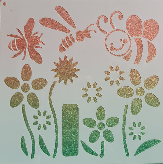 Bees & Flowers Stencil